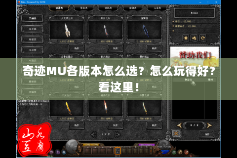 奇迹MU各版本怎么选？怎么玩得好？看这里！