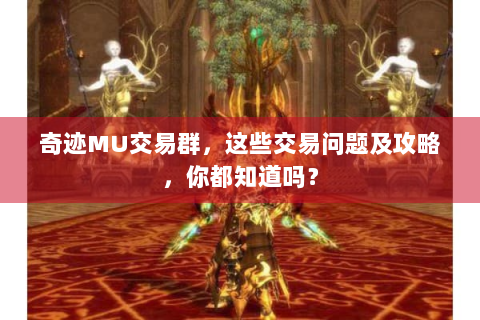 奇迹MU交易群，这些交易问题及攻略，你都知道吗？