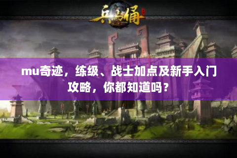 mu奇迹，练级、战士加点及新手入门攻略，你都知道吗？