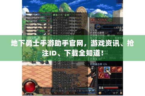 地下勇士手游助手官网，游戏资讯、抢注ID、下载全知道！