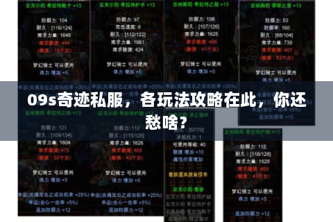 09s奇迹私服，各玩法攻略在此，你还愁啥？