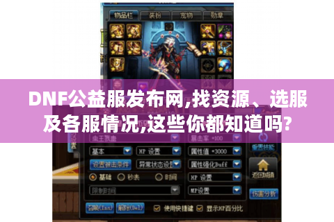 DNF公益服发布网,找资源、选服及各服情况,这些你都知道吗?