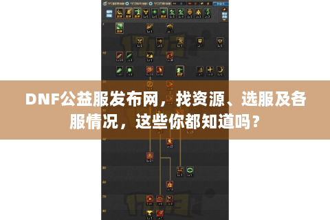 DNF公益服发布网，找资源、选服及各服情况，这些你都知道吗？