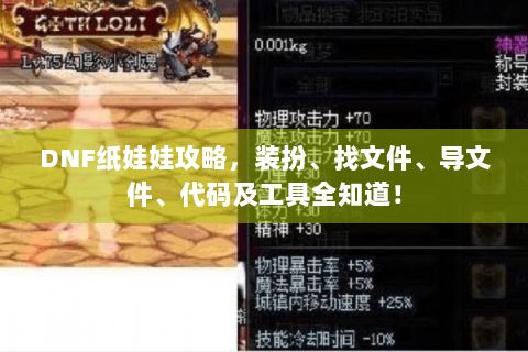 DNF纸娃娃攻略，装扮、找文件、导文件、代码及工具全知道！