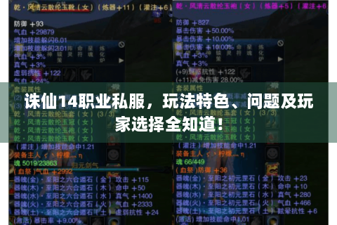 诛仙14职业私服，玩法特色、问题及玩家选择全知道！