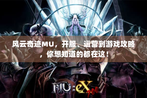 风云奇迹MU，开服、运营到游戏攻略，你想知道的都在这！