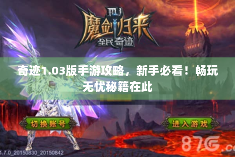 奇迹1.03版手游攻略，新手必看！畅玩无忧秘籍在此