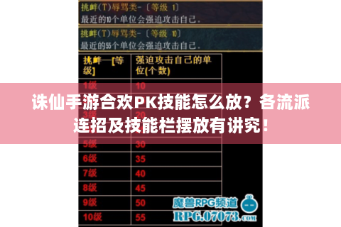 诛仙手游合欢PK技能怎么放？各流派连招及技能栏摆放有讲究！