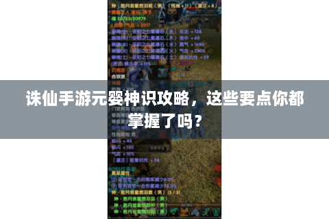 诛仙手游元婴神识攻略，这些要点你都掌握了吗？