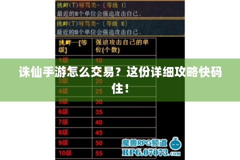 诛仙手游怎么交易？这份详细攻略快码住！