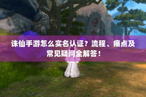 诛仙手游怎么实名认证？流程、痛点及常见疑问全解答！