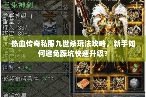 热血传奇私服九世杀玩法攻略，新手如何避免踩坑快速升级？
