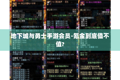 地下城与勇士手游会员-氪金到底值不值?