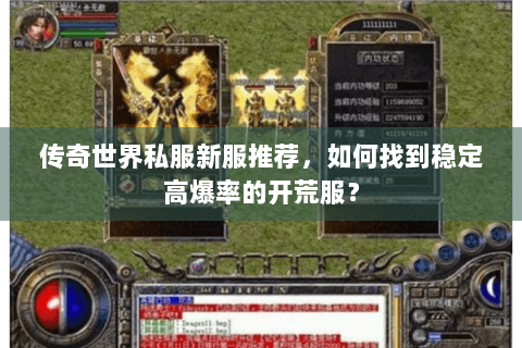 传奇世界私服新服推荐，如何找到稳定高爆率的开荒服？