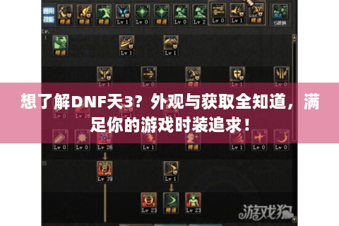 想了解DNF天3？外观与获取全知道，满足你的游戏时装追求！