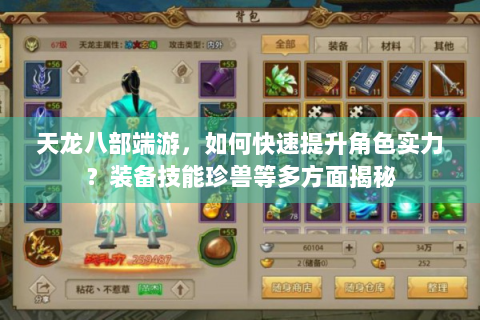 天龙八部端游，如何快速提升角色实力？装备技能珍兽等多方面揭秘