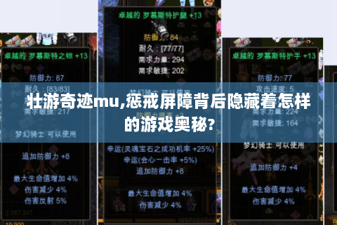 壮游奇迹mu,惩戒屏障背后隐藏着怎样的游戏奥秘?