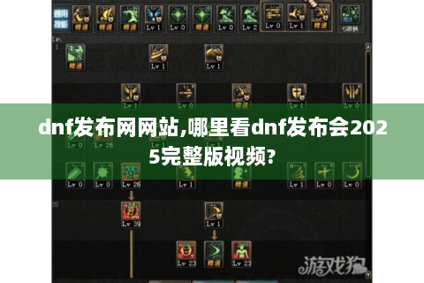 dnf发布网网站,哪里看dnf发布会2025完整版视频?
