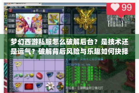 梦幻西游私服怎么破解后台？是技术还是运气？破解背后风险与乐趣如何抉择
