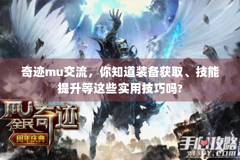 奇迹mu交流，你知道装备获取、技能提升等这些实用技巧吗?