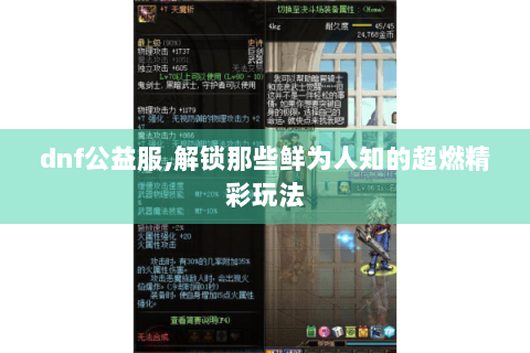 dnf公益服,解锁那些鲜为人知的超燃精彩玩法