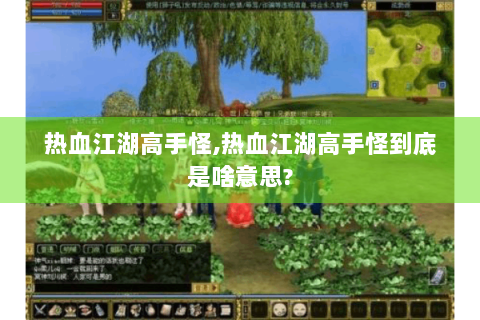 热血江湖高手怪,热血江湖高手怪到底是啥意思?