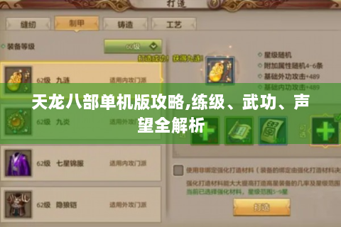 天龙八部单机版攻略,练级、武功、声望全解析