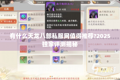 有什么天龙八部私服网值得推荐?2025独家评测揭秘