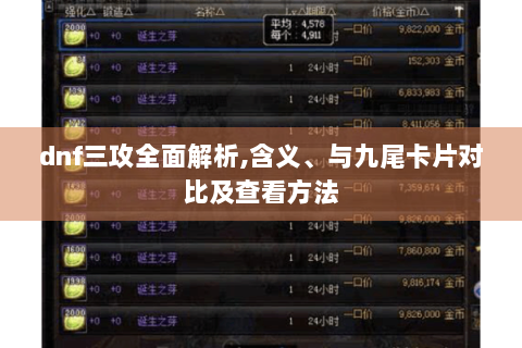 dnf三攻全面解析,含义、与九尾卡片对比及查看方法