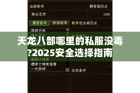 天龙八部哪里的私服没毒?2025安全选择指南