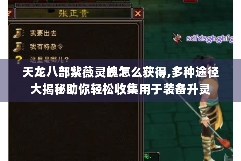 天龙八部紫薇灵魄怎么获得,多种途径大揭秘助你轻松收集用于装备升灵