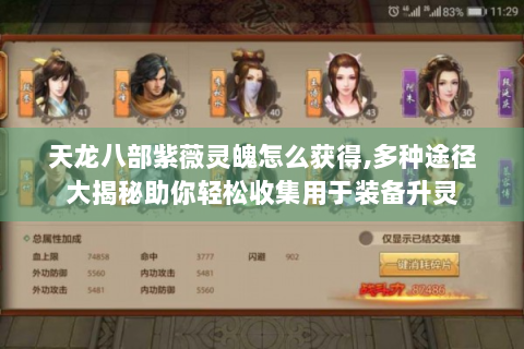 天龙八部紫薇灵魄怎么获得,多种途径大揭秘助你轻松收集用于装备升灵